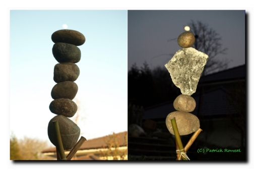 Equilibre fragile, la pierre du haut est très lourde...